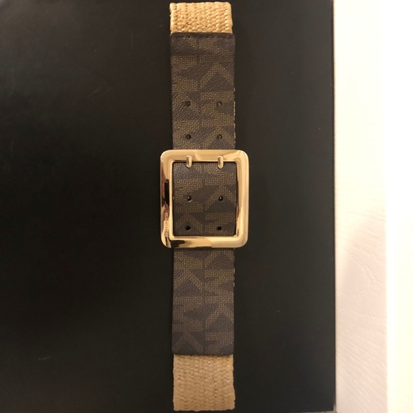 MICHAEL Michael Kors Logo Stretch Belt in Brown XS - Picture 2 of 4